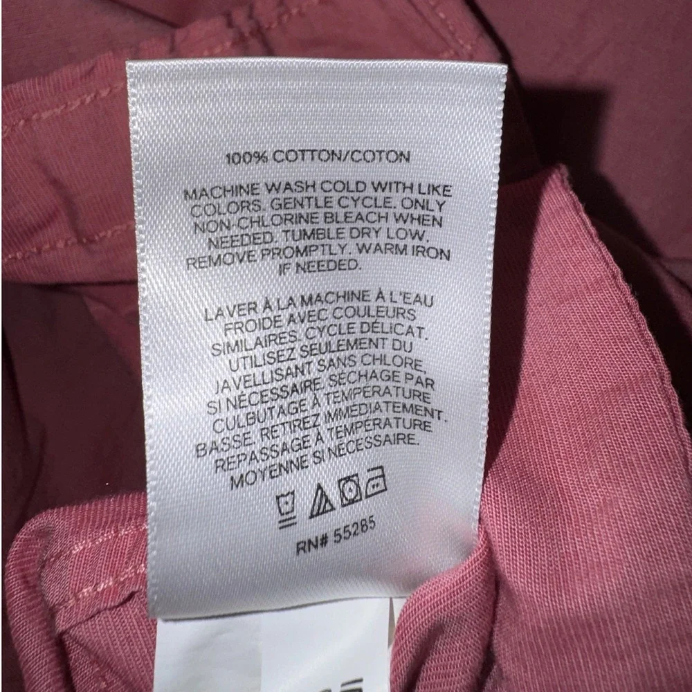 Express Short Sleeve‎ Button Down Small Coral Pink 100% Cotton Dual Pocket